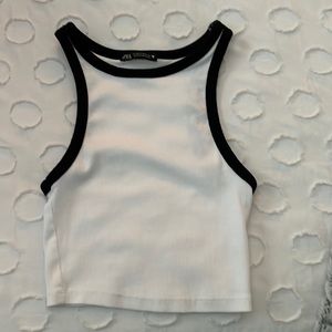 Zara Black and White Cropped Tank